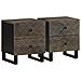 Comodini 2pz Neri 40x33x46 Cm In Legno Massello Di Mango - Foto miniatura 1