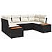 Set di divani da giardino a 6 pezzi con cuscini neri in Polyrattan - Foto miniatura 1