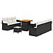 Set di Divano da Giardino  10 Pezzi con Cuscini Nero Polyrattan Acacia, Divano da Giardino  2 Posti con Cuscini Nero Polyrattan, Set di Pranzo da Giardino  3 Pezzi con Cuscini Nero Polyrattan Acacia - Foto miniatura 1