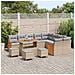 Set Divano da Giardino da 13 Pezzi con Cuscini Beige in Polyrattan Acacia,  Set da Pranzo da Giardino da 4 Pezzi con Cuscini Beige in Polyrattan Acacia - Foto miniatura 3