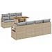 Set Divano Giardino 8 Pezzi con Cuscini Beige in Polyrattan e Acacia, Divano Giardino Due Posti con Cuscini Beige in Polyrattan - Foto miniatura 1