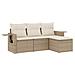 Set Divano da Giardino 4 pz con Cuscini Beige in Polyrattan - Foto miniatura 1