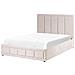 Letto Contenitore Ciniglia Quiberon 140 X 200 Cm Beige - Foto miniatura 5