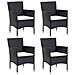 Set Da Pranzo Per Giardino 5 Pz Con Cuscini In Polyrattan Nero - Foto miniatura 3