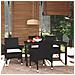 Set Da Pranzo Per Giardino 5 Pz Con Cuscini In Polyrattan Nero - Foto miniatura 1