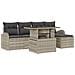 Set divani giardino  6 pezzi con cuscini Grigio chiaro Polirattan, Divano giardino  2 posti con contenitore e cuscini Grigio chiaro Polirattan - Foto miniatura 1