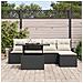 Set divano da giardino  da 6 pezzi con cuscini in polyrattan nero, Divano da giardino  da 2 posti con storage e cuscini in polyrattan nero - Foto miniatura 3
