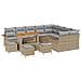 Set divano da giardino da 13 pezzi con cuscini beige in polyrattan acacia,  Set da pranzo da giardino da 4 pezzi con cuscini beige in polyrattan acacia,  Divano da giardino da 2 posti con cuscini beige in polyrattan - Foto miniatura 1