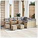 Set divano da giardino da 13 pezzi con cuscini beige in polyrattan acacia,  Set da pranzo da giardino da 4 pezzi con cuscini beige in polyrattan acacia,  Divano da giardino da 2 posti con cuscini beige in polyrattan - Foto miniatura 2