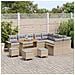Set divano da giardino da 13 pezzi con cuscini beige in polyrattan acacia,  Set da pranzo da giardino da 4 pezzi con cuscini beige in polyrattan acacia,  Divano da giardino da 2 posti con cuscini beige in polyrattan - Foto miniatura 3