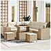 Set Divano Giardino 8 Pezzi con Cuscini Beige in Rattan PE e Acacia, Set da Pranzo Giardino 3 Pezzi con Cuscini Beige in Rattan PE e Acacia - Foto miniatura 2