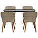 Set da Pranzo per Giardino da 5 Pezzi in Rattan Poliestere Beige - Foto miniatura 7