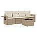 Set Divano da Giardino 5 pz con Cuscini Beige in Polyrattan - Foto miniatura 1