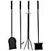 Set Di Attrezzi Per Camino In Metallo Nero 5 Pezzi 31x27x75,8h Cm - Foto miniatura 6