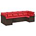 Set Divano da Giardino con cuscino 7 pcs Marrone Poly Rattan - Foto miniatura 1