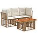 Set Divano da Giardino 4 pz Naturale e Bianco Crema polyrattan - Foto miniatura 1