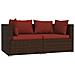 Set Divani Da Giardino Con Cuscini 3 Pz In Polyrattan Marrone - Foto miniatura 3