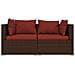 Set Divani Da Giardino Con Cuscini 3 Pz In Polyrattan Marrone - Foto miniatura 4