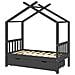 Giroletto Bambini Cassetto Grigio Scuro Pino Massello 70x140 Cm - Foto miniatura 1