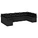 Set di divano da giardino  10 pezzi con cuscini nero polyrattan, Divano da giardino a 2 posti  con spazio per riporre e cuscini nero polyrattan - Foto miniatura 1