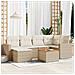 Set Divani da Giardino 7 pz con Cuscini Beige in Polyrattan - Foto miniatura 2