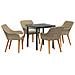 Set da Pranzo per Giardino da 5 pezzi in Rattan Poliestere Beige - Foto miniatura 1