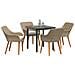 Set da Pranzo per Giardino da 5 pezzi in Rattan Poliestere Beige - Foto miniatura 3