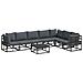 Set Divano da Giardino con cuscino 8 pcs Nero Alluminio - Foto miniatura 1