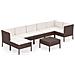 Set Divani Da Giardino 8 Pz Con Cuscini In Polyrattan Marrone - Foto miniatura 2