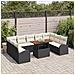 Set da Pranzo da Giardino in 10 Pezzi con Cuscini Nero Rattan Poliestere di Acacia - Foto miniatura 3