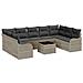 Set di Divani da Giardino  di 10 Pezzi con Cuscini Grigio Polyrattan, Divano da Giardino  per 2 Persone con Cuscini Grigio Chiaro Polyrattan - Foto miniatura 1