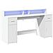 Scrivania con Luci LED Bianca 160x55x91 cm in Legno Multistrato - Foto miniatura 3