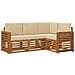 Set divani 4 pcs Naturale e Beige Legno di Acacia Massello - Foto miniatura 1