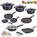 0008163 - Set Di Batterie Da Cucina, 24 Pezzi, In Ghisa Di Alluminio, Con Rivestimento In Pietra, Per Tutti I Fornelli A Induzione, Manico Rimovibile, Senza Pfoa - Foto miniatura 1