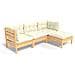 Set Divani Da Giardino 4 Pz Con Cuscini Crema Massello Di Pino - Foto miniatura 2