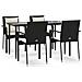 Set Da Pranzo Da Giardino 5 Pz Nero Con Cuscini In Polyrattan - Foto miniatura 2