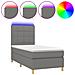 Letto a Molle Materasso e LED Grigio Scuro 90x190 cm in Tessuto - Foto miniatura 1