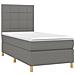 Letto a Molle Materasso e LED Grigio Scuro 90x190 cm in Tessuto - Foto miniatura 7