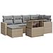 Set Divani da Giardino 7 pz con Cuscini Beige in Polyrattan - Foto miniatura 1