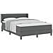Letto box spring vitaXL e materasso grigio scuro 140x200 cm tessuto, Letto con testiera a righe design grigio scuro 140 cm tessuto - Foto miniatura 1