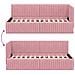 Cornice del letto ad angolo Rosa 90 x 200 cm Velluto - Foto miniatura 9
