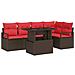 Set Divano da Giardino 6 pcs Marrone e Rosso polyrattan - Foto miniatura 1