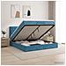 Letto ottomano con materasso Blu Scuro 140 x 190 cm Velluto - Foto miniatura 2