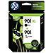 Cartuccia Ink Originale 901 Nera Più Ciano Magenta Gialla Officejet 4500 J4524 Capacità 1060 Pagine Confezione 2 pezzi - Foto miniatura 1