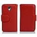 Custodia Compatibile Con Htc Desire 700 In Rosso Cremisi - Coperchio Protettivo In Ecopelle Testurizzata E Tasca Per Carte Di Credito - Foto miniatura 2