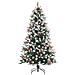 Albero di Natale Innevato 180 cm con 678 Rami Bacche Rosse e Pigne Bianche - Foto miniatura 1