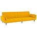 Divano Letto A 2 Posti Con 2 Cuscini Giallo In Velluto - Foto miniatura 3