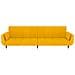 Divano Letto A 2 Posti Con 2 Cuscini Giallo In Velluto - Foto miniatura 9