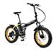 Bicicletta Elettrica Pieghevole Mini Max FatBike Velocità Max 25 km /h Autonomia 70 km Display LCD Luce LED Bluetooth Potenza 250 W Colore Nero / Giallo - Foto miniatura 2