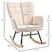 Poltrona A Dondolo Imbottita In Legno E Acciaio Per Soggiorno E Camera Da Letto, 71x98x101 Cm, Beige - Foto miniatura 2